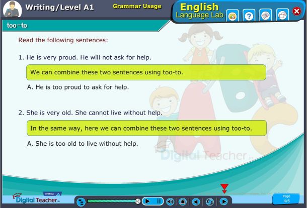 Grammar usage using too-to